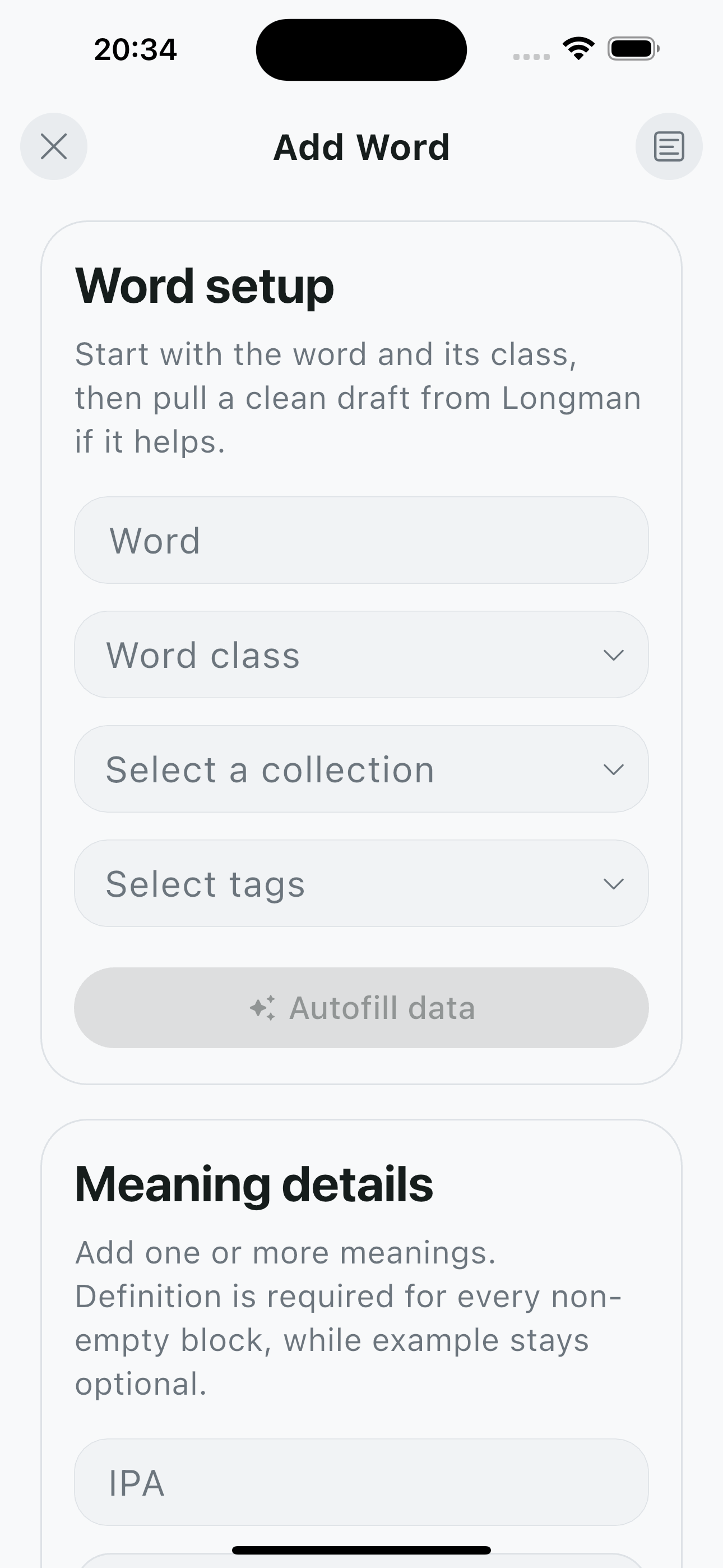 VocaTok app screen 3